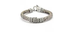 PULSERA CUERO PLATA GOTAS