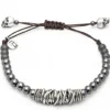 PULSERA RAIVE MACRAME CALAVERA PLATA Y HEMATITE