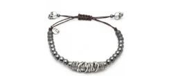 PULSERA RAIVE MACRAME CALAVERA PLATA Y HEMATITE