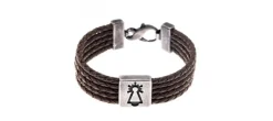 PULSERA VIRGEN CUERO MARRON