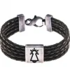 PULSERA VIRGEN CUERO NEGRO