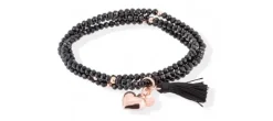 PULSERA ZEN NEGRA CORAZON ROSA